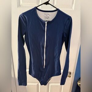 Cove Deep Blue Zip-Up Bathing Suit